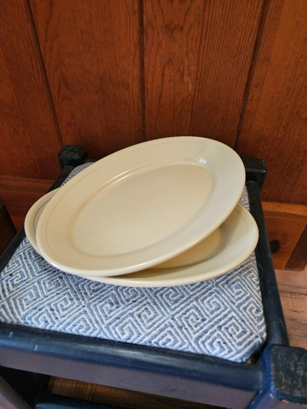 Dallas Ware 9" Oval Melamine Plates, Set of 2, Beige, Made in Dallas TX